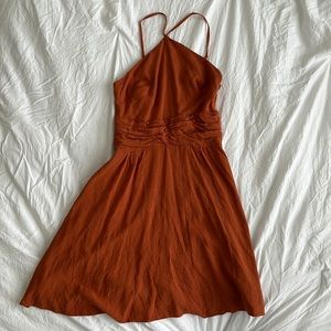 Orange Urban Outfitters halter dress w/ tie back